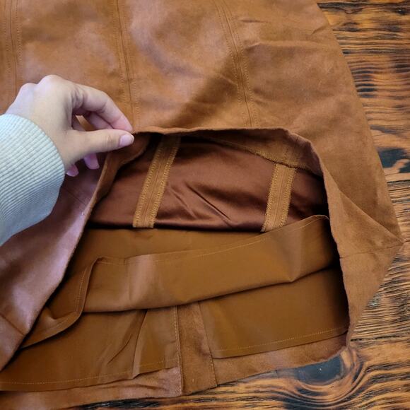 Banana Republic Faux Brown Suede Leather Dress Sz 2 - Picture 4 of 5